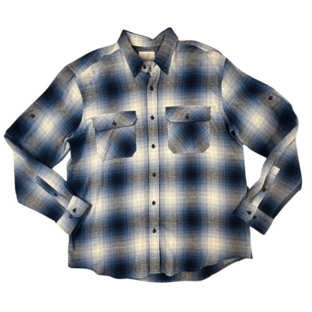Ocean & Coast Blue Plaid Flannel‎ Tab Sleeve Shirt XL Cabincore Blokecore